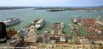 ID 1881 PORT OF AUCKLAND, NEW ZEALAND - Aerial view of L- R: Princes Wharf Cruiseship Terminal, Queens Wharf, Captain Cook Wharf, Marsden Wharf and the Axis Bledisloe Container Terminal.
